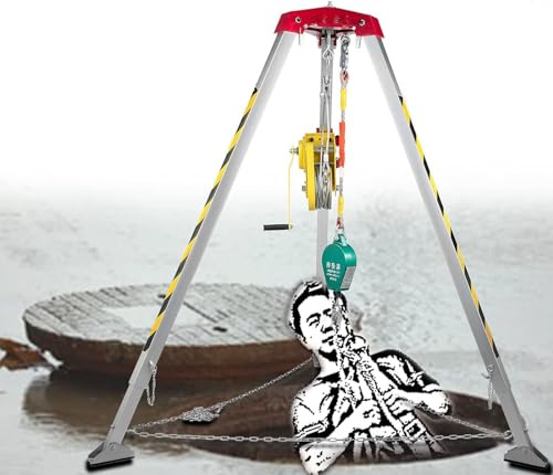 Rettungsstativ mit Seilwinde, robustes Feuerstativ für Schacht-/Abwasserbrunnen, inklusive Sicherheitsgurt, Füße, Beine