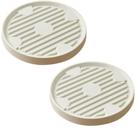 ALI2 2 Pièces Porte Plante a roulettes,Support Pot de Fleur avec 4 roulettes,Support de Plantes Mobile pour Bureau,Jardin de Balcon,Intérieur à Extérieur,Beige (Diamètre extérieur 19cm)