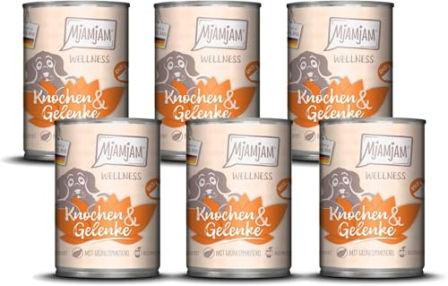 MjAMjAM - Nourriture humide premium pour chiens - Bien-être - Os & Articulations - Bœuf, paquet de 6 (6x400g), sans céréales