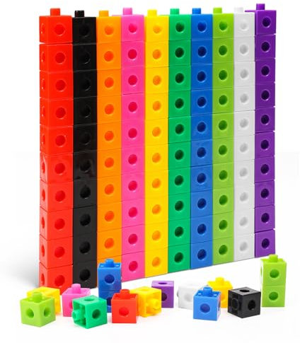 Xaosin Steckwürfel, 100 Stück Mathematik Würfel, Rechenwürfel Mathe, Zahlenblocks 10 Farben, Lernen Lernspiele, Rechenhilfe grundschule Geschenk ab 3-8 Jahren Jungen und Mädchen