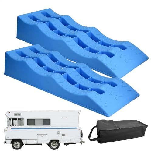Trailer Leveling Blocks - Non-Skid Campervan Blocks, RV Wheel Chocks 3-Step Campers Levelers | Heavy-Duty Travel Trailer Wheel Blocks for Stability Uneven Terrain, Auto Leveling Ramps for RV Campervan
