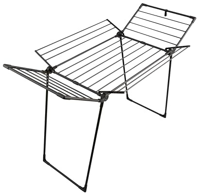 SWAN SWLC1001BLKN Stendibiancheria Stealth Multi-Wing per esterni e interni, con 19 m di spazio di asciugatura, capacità di peso 20 kg, rivestimento antiscivolo, facile da riporre e piedini