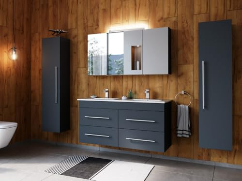 Magnolia Home Badmöbelset Helios 4-teilig Spiegelschrank 2X Hochschrank