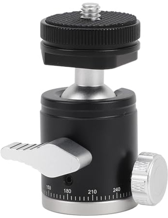 Mtlavish 360° Kugelkopf Stativkopf aus Aluminiumlegierung, 19mm mit /4 Zoll Schraube und Kaltschuhhalterung, Kugelkopf für Smartphone , Rotierbarer Adapter für Stativ, Panorama, Vlog, Live Streaming