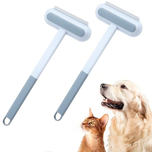 Partideal Lint Roller Pet Hair, Pet Hair Remover Brush, Lint Brush, Pet Hair, 3-in-1 Hair Removal Carpet Brush, Holds Pet Hair for Bed Sheets, Carpets, Clothing (2 Pieces)