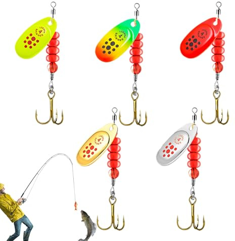 Spinner-Köder, 5-teilig, Angelköder, Spinner, Baits | Kunstköder für Forelle, Meer, See, Wels, Marigan, Abenteuer, Angeln, Wasser im Freien