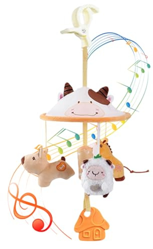 Gomice Juguetes para Silla De Coche Bebés - Juguete Suspendido con Música para La Silla De Auto De Niños Pequeños | Diseño Sombrilla con Tema Granja, Accesorio para Viajes Y Paseos