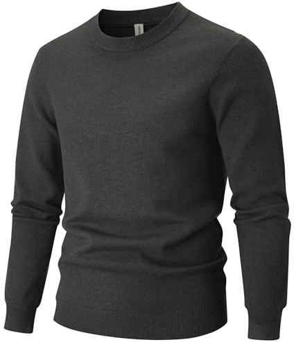 VEIISAR Herren Rundhalspullover 360g - Dicke Variante - Pullover Wärme für Herbst/Winter - Weicher Bequemer Strickpullover (Dunkelgrau XL)