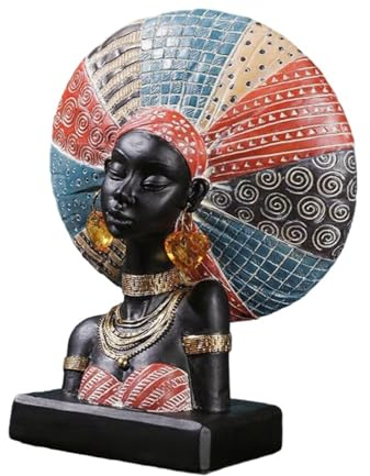 MotiveTech Busto de Mujer Africana, Estatua Decorativa de Mesa, Escultura para Chimenea, Porche, Estantería, Sala de Estudio, Multiusos.