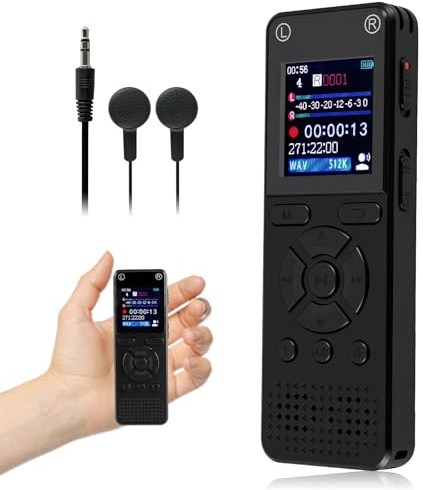 64GB Digital Voice Recorder with Playback, 600mAh Mini Portable Audio Recording Device for Class, Meeting, Interviews, USB Rechargeable Dictaphone Voice Recorder, Play Music