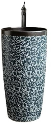 Retrò Lavabo da appoggio in ceramica for bagno, balcone, colonna monoblocco con rubinetto e scarico decorare