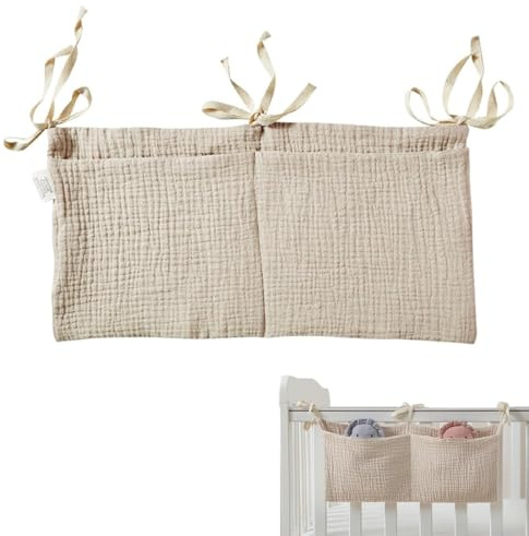 YAYNO Borsa Organizer per Neonati Borsa Appendere per Lettino Porta Pannolini 2 Tasche Tasche Portaoggetti Letto Organizer Per La Cameretta Dei Bambini Lettino Borsa da Appendere