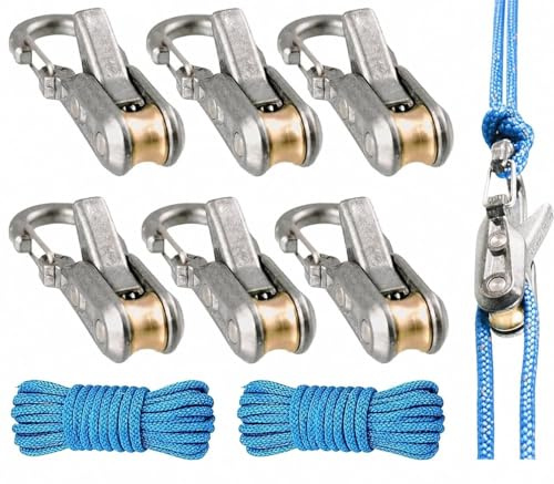 6 tensores de Cuerda con Leva, Ajuste rápido y sin Nudos para Camping, Lonas, Barcos y toldos, Paracord Reflectante 3M con mosquetón, fijación Estable para Exteriores.