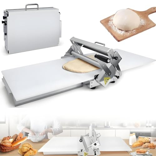 Manuell degpress, vikbar degpress i rostfritt stål (11,8/15,7), Type300 | justerbar tjocklek, degpress för bänkskiva, för croissanter, hemmakök, små bagerier