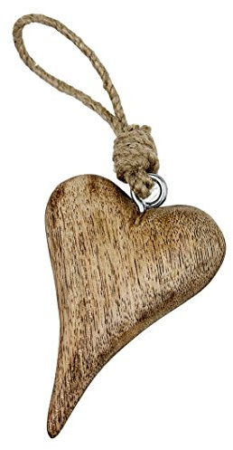 RiloStore 5 STK Holzherzen BRAUN 15cm Herzen Natur Hochzeit Hänger Mitbringsel Gastgeschenk Deko Holz Handschmeichler Anhänger Raumdeko Hochzeitsdeko