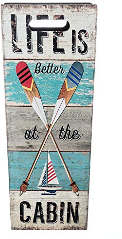 Rebecca Mobili Schirmständer Design im Vintage-Stil, Schirmhalter für Eingang Haus Büro, Canvas, Grau Hellblau, mit Dekorationen – Maße: 50 x 21 x 21 cm (HxLXB) – Art. RE4834