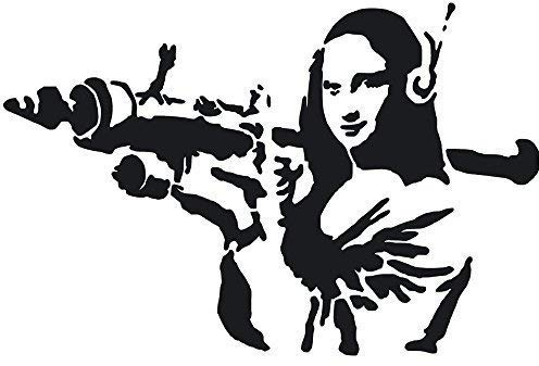 Banksy Schablone - Mona Lisa Bazooka | Wiederverwendbar Wohndeko & Kunst Handwerk Malerei Schablone - halb geschliffen Durchsichtig Schablone, L/ 36X54CM
