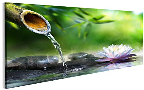 Bild Bilder auf Leinwand Zen-Garten mit Massagesteinen und Seerose Wandbild, Poster, Leinwandbild MZR