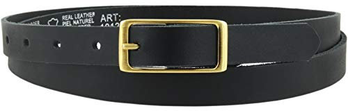 Ledergürtel echt Leder Damengürtel GOLD Schnalle 2 cm breit Hüftgürtel Jeansgürtel Damen Gürtel Casual Jeans schmal business | Vascavi | Made in Germany (95 cm Gesamtlänge 110 cm, Schwarz)