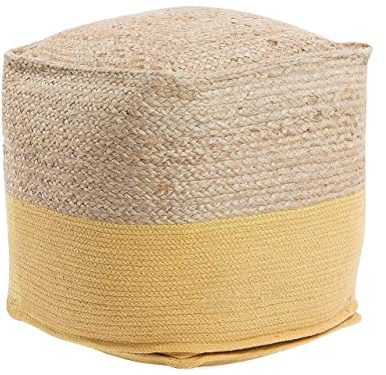Beliani Boho Pouf Baumwolle Jute quadratisch beige/gelb Kirama