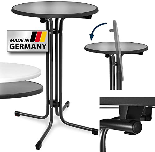 Beautissu Stehtisch Klappbar 70 cm Sylt – Stehtisch Outdoor Höhenverstellbar Hitze- & Wetterbeständig leichte Montage TÜV – Klapptisch Partytisch Kratzfest Bartisch Bistrotisch Outdoor Rund Anthrazit