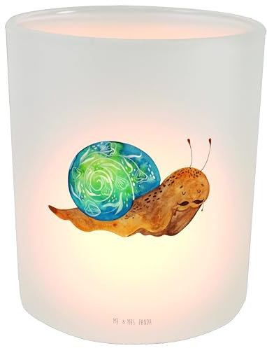 Mr. & Mrs. Panda Windlicht Schnecke Sir - Geschenk, Schnecken, Windlicht Glas, Teelichthalter, Windlicht Dekorieren, Teelichter, Tiermotive, Gute