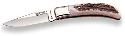Joker Taschenmesser Pointer NC06 mit Edelstahlzwinge, Schloss, Griff aus Hirschhorn und MOVA-Klinge 9 cm, 120 gr, Angelgerät, Jagd, Camping und Wandern