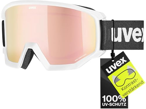 Uvex athletic CV Skibrille, white matt/rose-orange, one size
