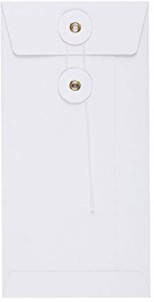 Natürlich verpacken Umschlag DL, 220 x 110 mm, Weiß, Bindfadenverschluss, Kraftpapier, Versandtasche - 10 Stück/Pack
