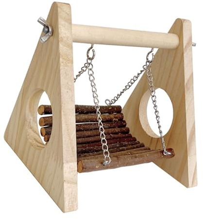 Multifunktionales, kaubeständiges Papageienkäfig Spielzeug aus Holz, Hängeschaukelbett zum Stressabbau und zum Spielen, Holzschaukel für Papageien
