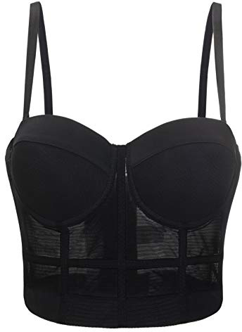 Woboren Débardeur à Bretelle Femme Corset Bustier Bra Veste de Clubwear Crop Top (noir, XS)