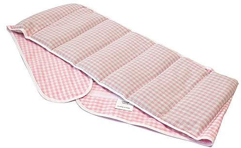 Wärmegürtel Kirschkernkissen. Gürtel mit Klettverschluss - ca. 135cm - 7-Kammer - Wärmekissen Rücken XXL Körnerkissen - Bio-Stoff rosa-weiß
