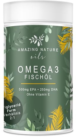 Omega 3 Fischöl Kapseln hochdosiert. 1000 mg Omega-3 pro Tagesdosis mit 500 mg EPA & 250 mg DHA in nur einer Kapsel – 120 Kapseln Premium Qualität