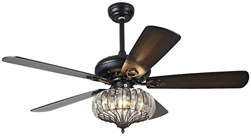 Chandeliers, lampe de ventilateur, ventilateur de plafond avec lumières, ventilateur de plafond industriel E27 avec 4 lames, 3 vitesses luminaires, timing, ventilateur de lustre vintage for la cuisine