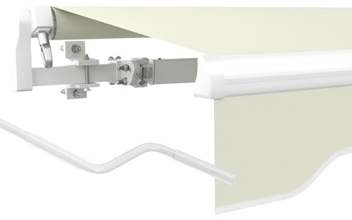 paramondo Gelenkarmmarkise Basic 2000 Markise Sonnenschutz Sichtschutz für Balkon & Terrasse, Vollständig zusammengebaut, 300 x 250 cm (Breite x Ausfall), Uni Creme-Weiß