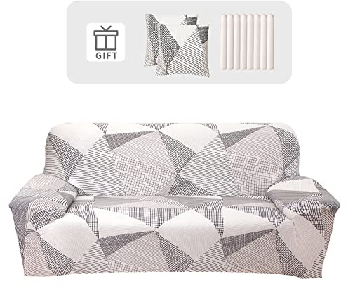 Lydevo Sofabezug 2 Sitzer Stretch Sofahusse Elastischer Sofabezug Spandex Sofa Überzug mit 2 Kissenbezug Anti-Rutsch Waschbar Sofa Protection Cover Schonbezug Couch,Verflechten