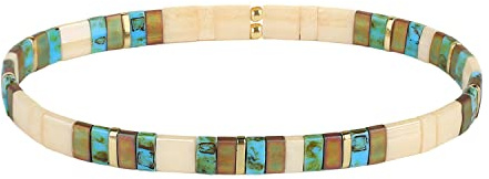 KELITCH Coloridas Pulseras De Cuentas De Tila Moda Bohemia Pulseras De Cuentass Mujeres Hechas A Mano Pulseras De Cuentas Elásticas De Joyería Para Las Mujeres Pulsera