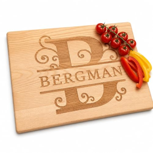 Planche à Découper en Bois Gravée et Personnalisée avec Capuchon Monogramme | Cadeau pour papa | Cadeau personnalisé | Planche à Pain | Cadeau de mariage | Planche Bois par Algis Crafts