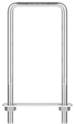 sourcing map 2 Sätze Quadratische U Bolzen 62mm(2.44) Innenbreite 160mm Länge M8 304 Edelstahl U Klemmschraube mit Mutter und Platte für Bootsanhänger