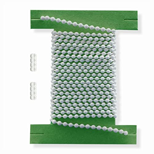 KLEMMFLEX Rollokette Kunststoff Weiss, 3,2 mm x 4 mm, Bedienlänge 240 cm (Umlauf 480 cm), 2 Verbinder, Bedienkette/Kugelkette, als Ersatz/Zubehör/für Klemmfix Klemmrollo Doppelrollo Jalousie