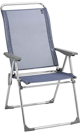 Lafuma Mobilier ALU CHAM Klappsessel, Batyline, Océan II, 62,5x67x111 cm | Hergestellt in Frankreich – Blau – hohe ergonomische Rückenlehne mit 5 Positionen, Struktur aus Aluminium: rostet nicht