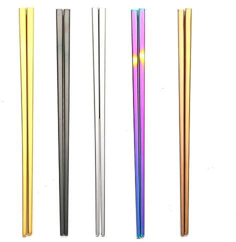 BESTonZON 1 Par 304 Palillos Chinos Palillos Cuadrados De Acero Inoxidable Palillos Inoxidables Palillos De Bola De Masa Hervida Palillos De Cocina Juego De Cubiertos Corea Del Sur Metal