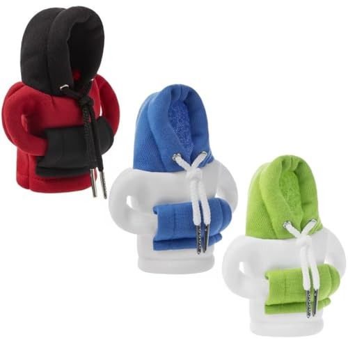L&ieserram 3 Stück Schalthebel Haube Schaltknauf Mini Hoodie, Pulli Hoody für Auto Schaltknauf Schaltknüppel, Schalthebelhaube Car Gear Shift Cover (Rot + Blau + Grün)