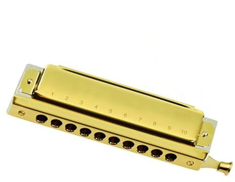 Mundharmonika Chromatische Mundharmonika mit 10 Löchern in C-Dur, Rohrmaterial aus goldener Phosphorbronze