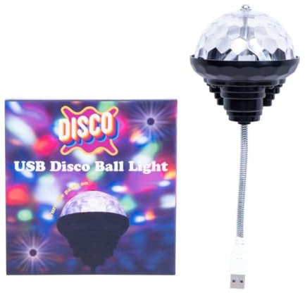 USB Disco Ball Light. Portable USB Disco Light with Flexible Metal Cable. Ideal for Parties, Halloween, DJ's and Bedroom Decor. Turn Any Space Into an Instant Party