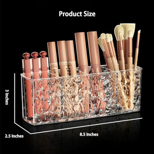 Terafeels Schminktisch Organizer Make Up Pinsel Organizer Skincare Organizer 4 Schlitze klarer Acryl Speicher Desktop Kosmetik für Make up Pinsel Lippenstift Lipgloss Eyeliner,6702