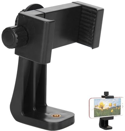 Smartphone Handyhalterung Stativ - 360° Drehbarer Handy-Halter für Vertikale und Horizontale Montage - Tripod Clip Mount (Schwarz)