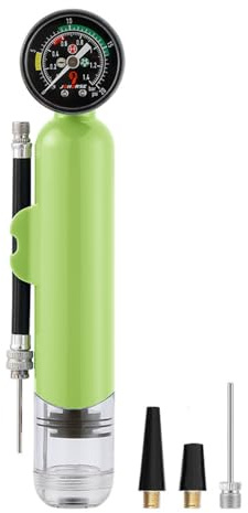 Bomba de bolas portátil, kit de bomba de aire deportiva impermeable mini bomba de globo de ABS con manómetro y 4 boquillas para balones de baloncesto, globos de fútbol y más