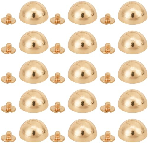 GORGECRAFT 24 Set Borchie per Rivetti A Fungo Rivetti Decorativi Vite in Lega d'oro Vite per Rivetto Perlina Piccola Mezza Rotonda in Metallo con Borchie A Vite per Borse in Pelle Cintura Vestiti