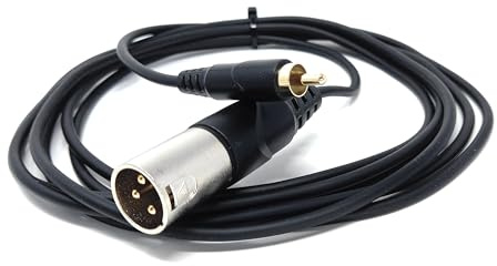 DRUT 3m 3-Pin Male XLR to RCA Phono Single Plug Cable, 10ft | Durable, reliable connectors. No drivers needed, plug & play. Great for microphones, mixing desks, and professional...